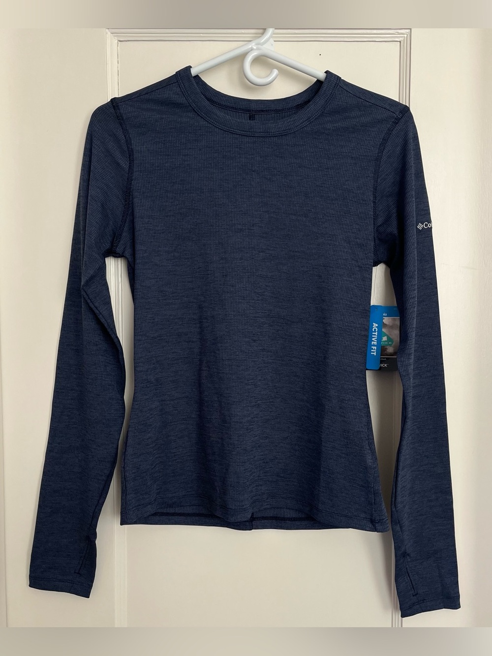 Columbia Boundless Days Knit Crew Long Sleeve Tee Active Hiking Blue Small NWT